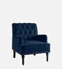 Velora Tufted Back Fabric 1 Seater Sofa In Blue Colour