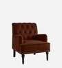 Velora Tufted Back Fabric 1 Seater Sofa In Brown Colour