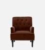 Velora Tufted Back Fabric 1 Seater Sofa In Brown Colour
