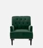 Velora Tufted Back Fabric 1 Seater Sofa In Green Colour