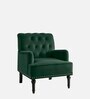 Velora Tufted Back Fabric 1 Seater Sofa In Green Colour