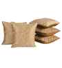 Brown Jacquard Glitter Printed 16X16 Inches 5Pcs Cushion Covers
