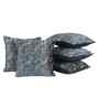 Blue Jacquard Glitter Printed 16X16 Inches 5Pcs Cushion Covers