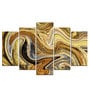 Velvet Laminated Brown Wood Unframed Abstract Art Panel Set of 5