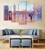 Velvet Laminated Beautiful Street View Set of 5 Wall Art Panels