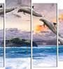Velvet Laminated Blue Wood Unframed Wildlife Art Panel Set of 5
