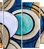 Velvet Laminated Blue Wood Unframed Abstract Art Panel Set of 5