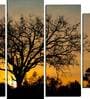 Velvet Laminated Brown Wood Unframed Landscape Art Panel Set of 5