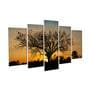 Velvet Laminated Brown Wood Unframed Landscape Art Panel Set of 5