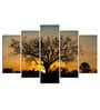 Velvet Laminated Brown Wood Unframed Landscape Art Panel Set of 5