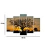 Velvet Laminated Brown Wood Unframed Landscape Art Panel Set of 5