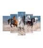 Velvet Laminated "Vastu Seven Running HorsesAbstract View" Set of 5 Wall Art Panels