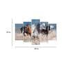 Velvet Laminated "Vastu Seven Running HorsesAbstract View" Set of 5 Wall Art Panels