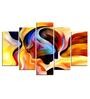 Velvet Laminated Yellow Wood Unframed Abstract Art Panel Set of 5