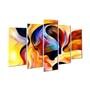 Velvet Laminated Yellow Wood Unframed Abstract Art Panel Set of 5