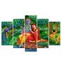 Velvet Laminated Green Wood Unframed Spiritual Art Panel Set of 5