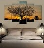 Velvet Laminated Brown Wood Unframed Landscape Art Panel Set of 5