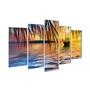 Velvet Laminated Blue Wood Unframed Landscape Art Panel Set of 5