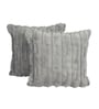 Grey Velvet Rabit Hair Feel 16X16 Inches 2Pcs Cushion Covers