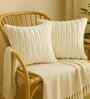 Cream Velvet Rabit Hair Feel 16X16 Inches 2Pcs Cushion Covers