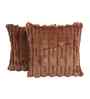 Brown Velvet Rabit Hair Feel 16X16 Inches 2Pcs Cushion Covers