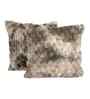 Grey Velvet Rabit Hair Feel 16X16 Inches 2Pcs Cushion Covers