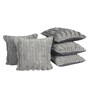 Grey Velvet Rabit Hair Feel 16X16 Inches 5Pcs Cushion Covers