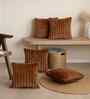 Brown Velvet Rabit Hair Feel 16X16 Inches 5Pcs Cushion Covers