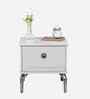 Venessa Marble Bedside Table In White Finish