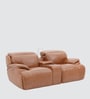 Venice Half Leather 2 Seater Motorized Recliner With Adjustable Power Headrest & Footrest In Brown Color