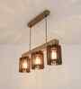 Ventus 3 Lights Brown Solid Wood Linear Chandelier Cluster Hanging Light
