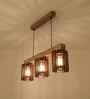 Ventus 3 Lights Brown Solid Wood Linear Chandelier Cluster Hanging Light