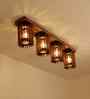 Ventus 4 Lights Brown Solid Wood Flush Mounted Ceiling Light