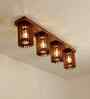 Ventus 4 Lights Brown Solid Wood Flush Mounted Ceiling Light