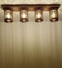 Ventus 4 Lights Brown Solid Wood Flush Mounted Ceiling Light