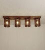 Ventus 4 Lights Brown Solid Wood Flush Mounted Ceiling Light