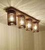 Ventus 4 Lights Brown Solid Wood Flush Mounted Ceiling Light