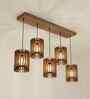 Ventus 5 Lights Brown Solid Wood Linear Chandelier Cluster Hanging Light