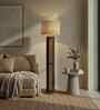 Ventus Wooden Floor Lamp with Jute Shade & Brown Base