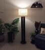 Ventus Wooden Floor Lamp with Jute Shade & Brown Base