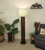Ventus Wooden Floor Lamp with Jute Shade & Brown Base