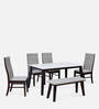 Venus 6 Seater Dining Set with Bench in Milan Walnut Finish