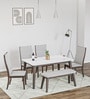 Venus 6 Seater Dining Set with Bench in Milan Walnut Finish