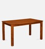 Vera Solid Wood 4 Seater Dining Set in Honey Brown Finish