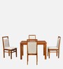 Vera Solid Wood 4 Seater Dining Set in Honey Brown Finish