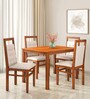 Vera Solid Wood 4 Seater Dining Set in Honey Brown Finish