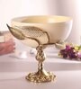 Verdant Elegance Glass Bowl in Cream and Gold