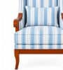 Vero Teak Wood Wing Chair With Suede Fabric In Striped Blue Vero Teak Wood Wing Chair With Suede Fabric In Striped Blue