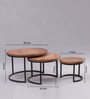 Verona Metal Nest Of Tables In Black Finish With Wooden Top (Set Of 3)