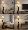 Verona Noir S-Curve Floor Lamp with Pleated Fabric Shade
